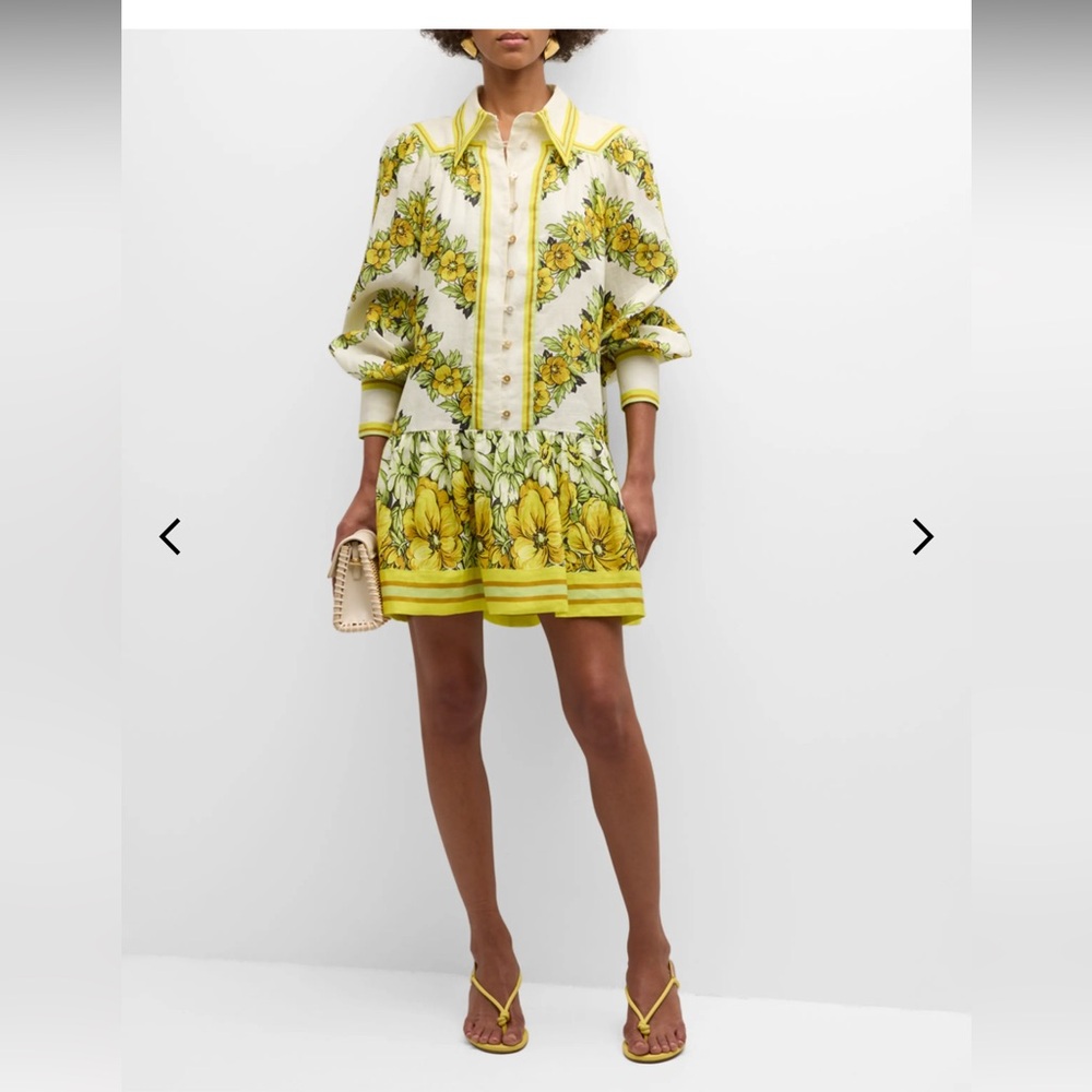 Alemais Gisela floral long sleeve shirt dress linen